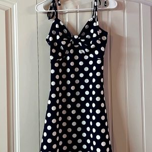 White and Navy Polka Dot Mini Dress